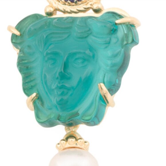 TAGLIAMONTE Made In Italy 18kt Gold Plated Green Venetian Glass Necklace - Picture 4 of 4